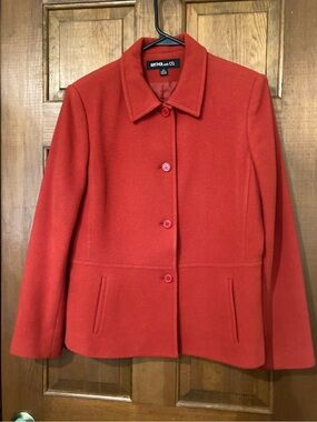Kasper Women’s Burnt Orange Wool Collared Jacket with Pockets Size 10
